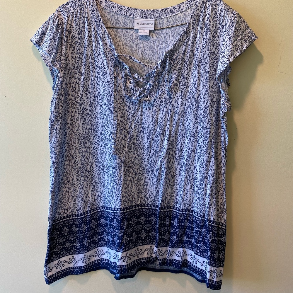 Blue and white blouse